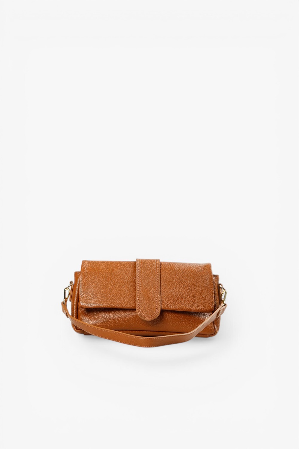 Nives 牛皮素面小型方包 棕色