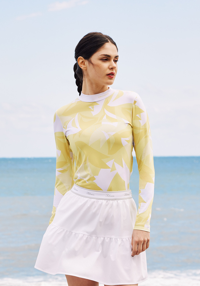 白日夢疊影印花上衣-陽光暖黃