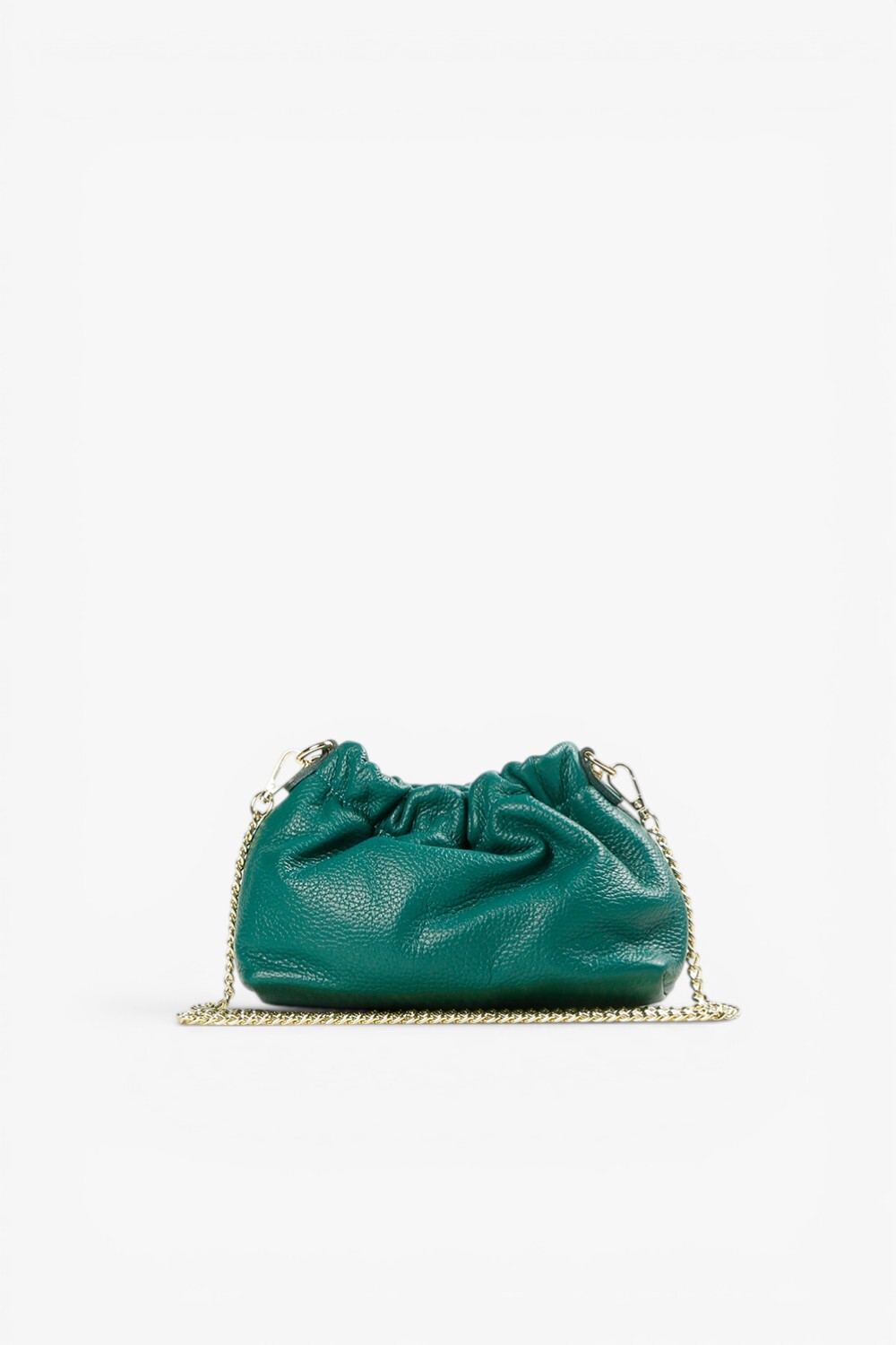 Gnocchi 牛皮金飾拉鍊小外出包 綠色