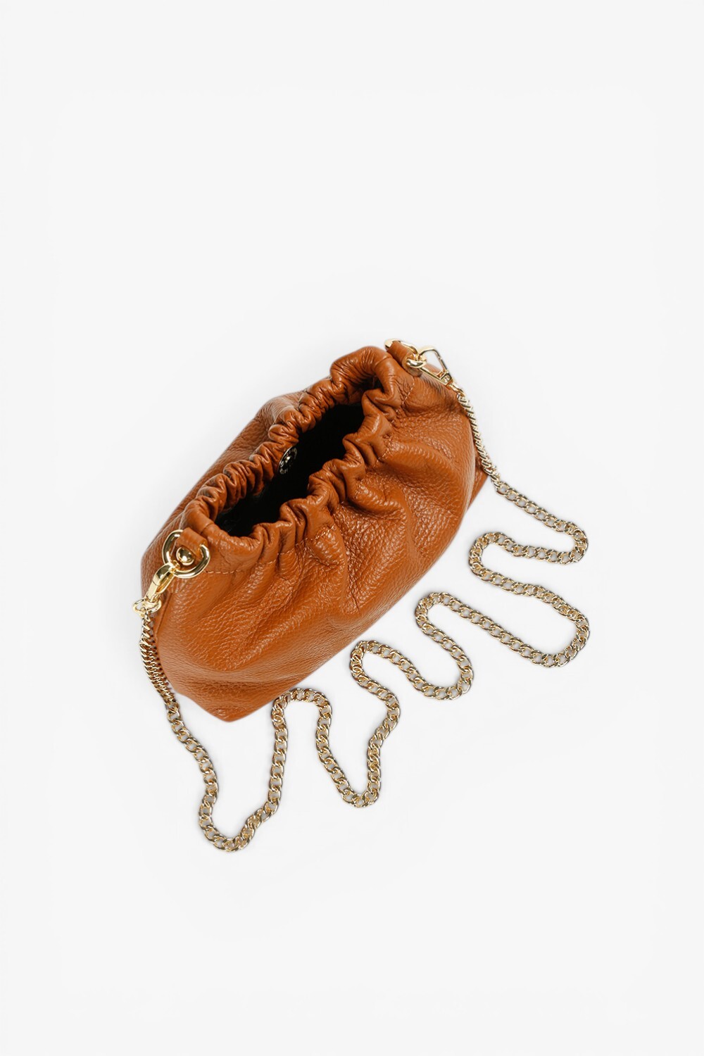 Gnocchi 牛皮金飾拉鍊小外出包 棕色