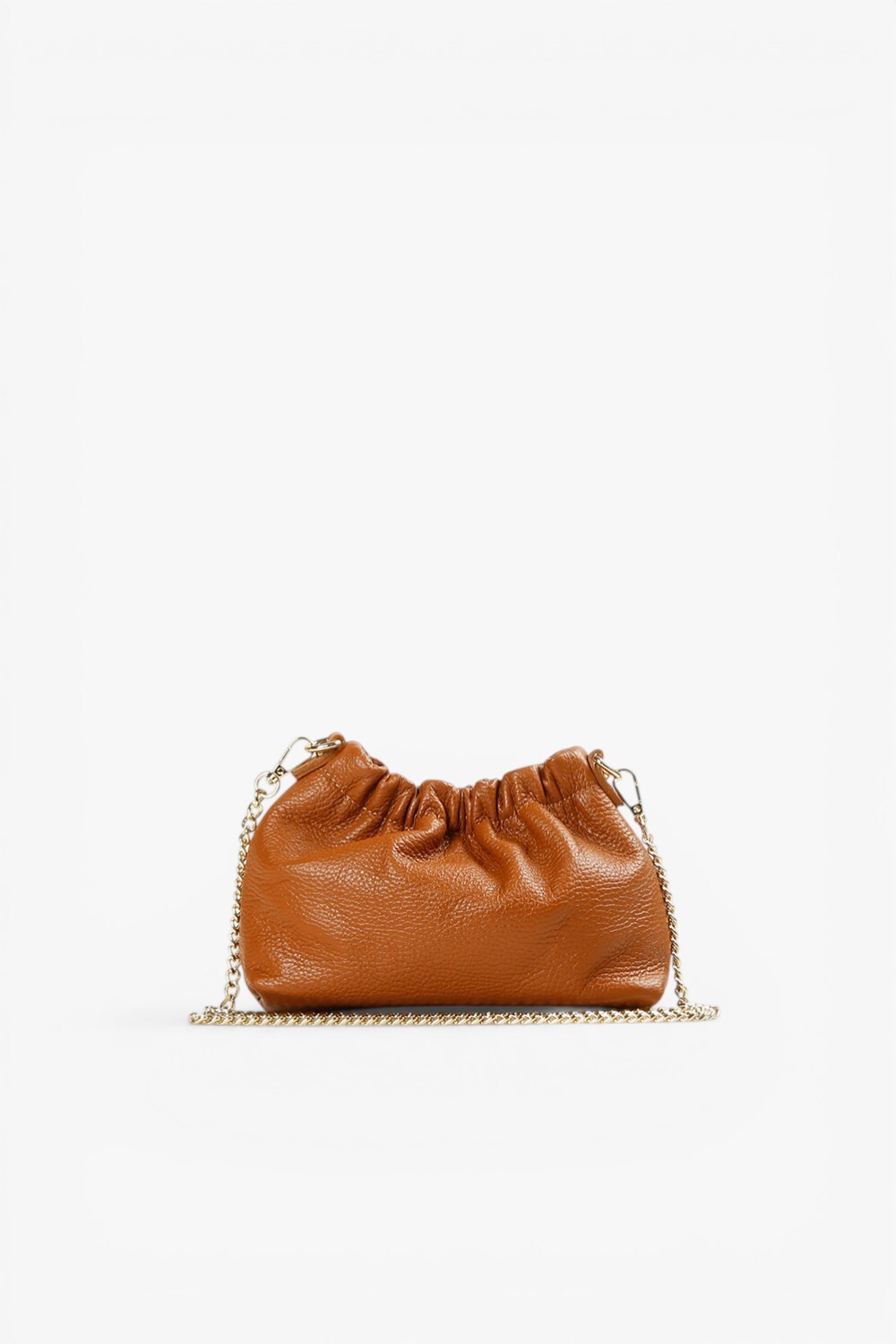 Gnocchi 牛皮金飾拉鍊小外出包 棕色