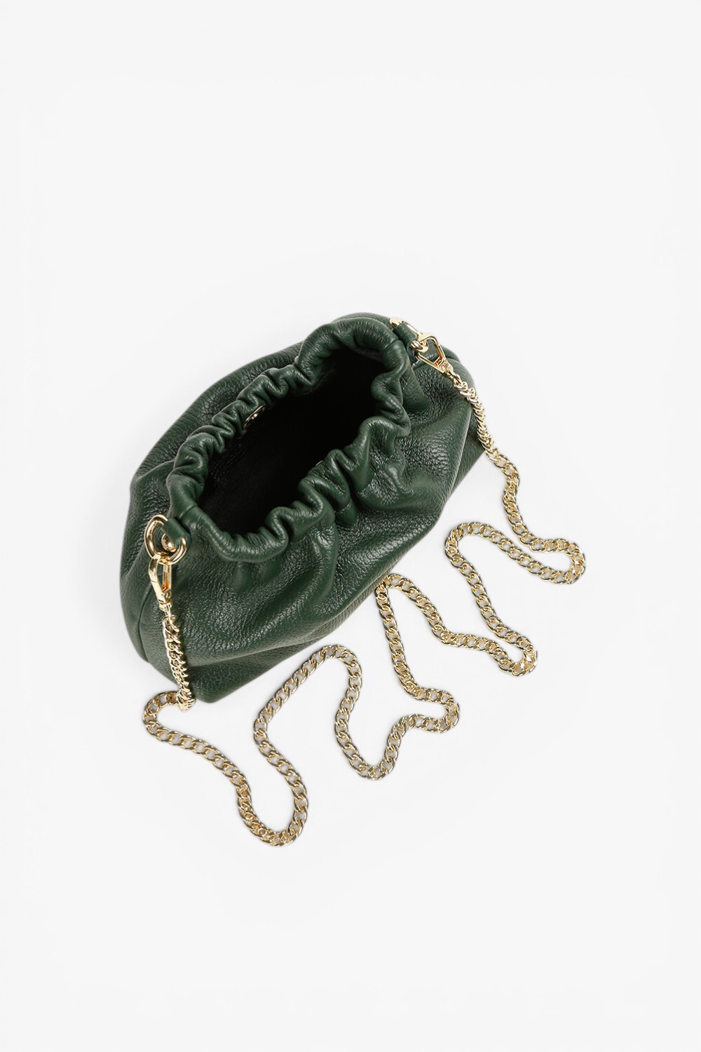 Gnocchi 牛皮金飾拉鍊小外出包 深綠