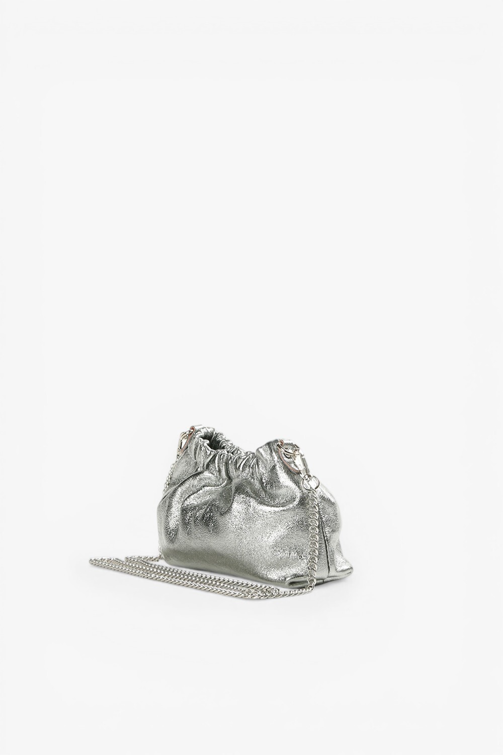 Gnocchi 牛皮金飾拉鍊小外出包 銀色