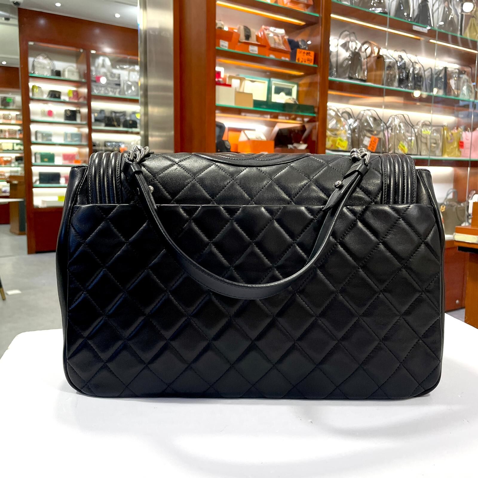 未使用品!!!CHANEL QUILTED ANTIK BOY 黑色羊皮復古銀扣@162開 #香奈兒機場包 #BRAND NEW #香榭站正品