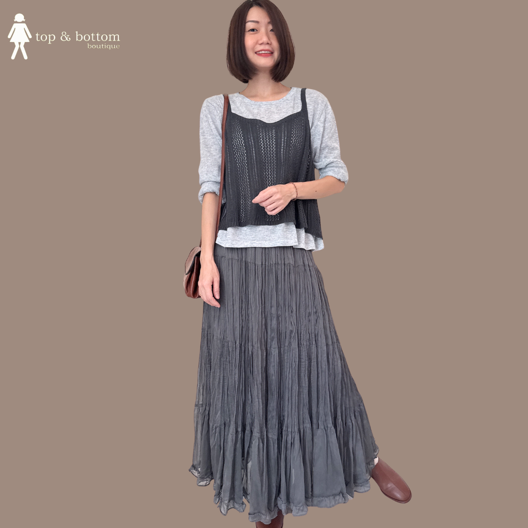 LONG SLEEVE KNIT BLOUSE WITH CROCHET OUTER (2PCS)