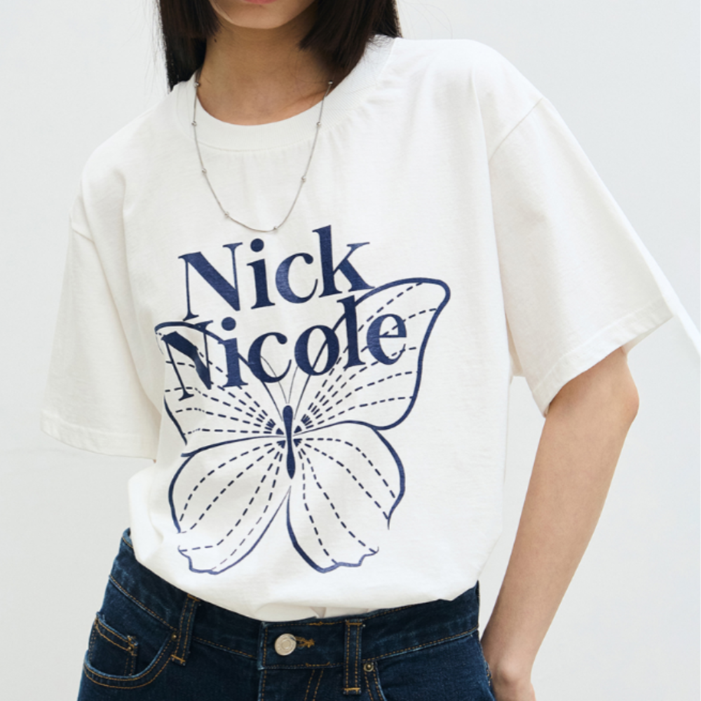 KOR-CCG0327-303 BIG BUTTERFLY SLEEVE TOP_CREAM NAVY (A3)