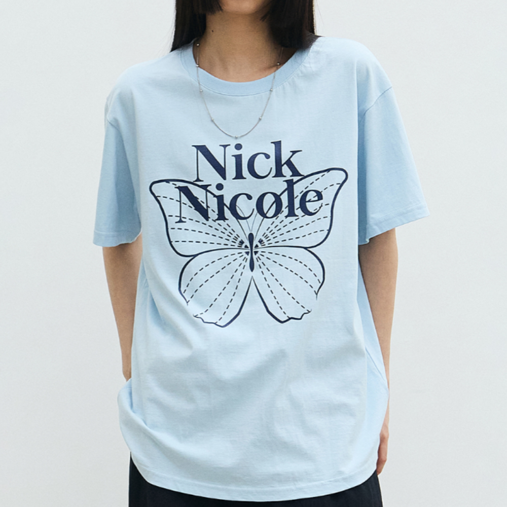 KOR-CCG0327-309 BIG BUTTERFLY SLEEVE TOP_SORA NAVY (A9)