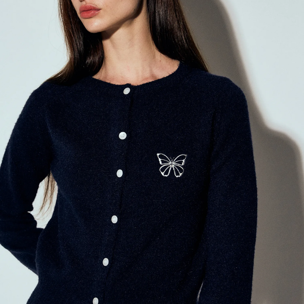 KOR-CCG0327-340 BUTTERFLY KNIT CARDIGAN_NAVY (A40)