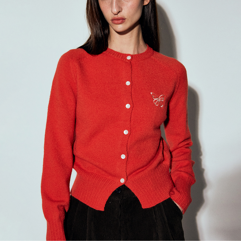 KOR-CCG0327-341 BUTTERFLY KNIT CARDIGAN_RED (A41)