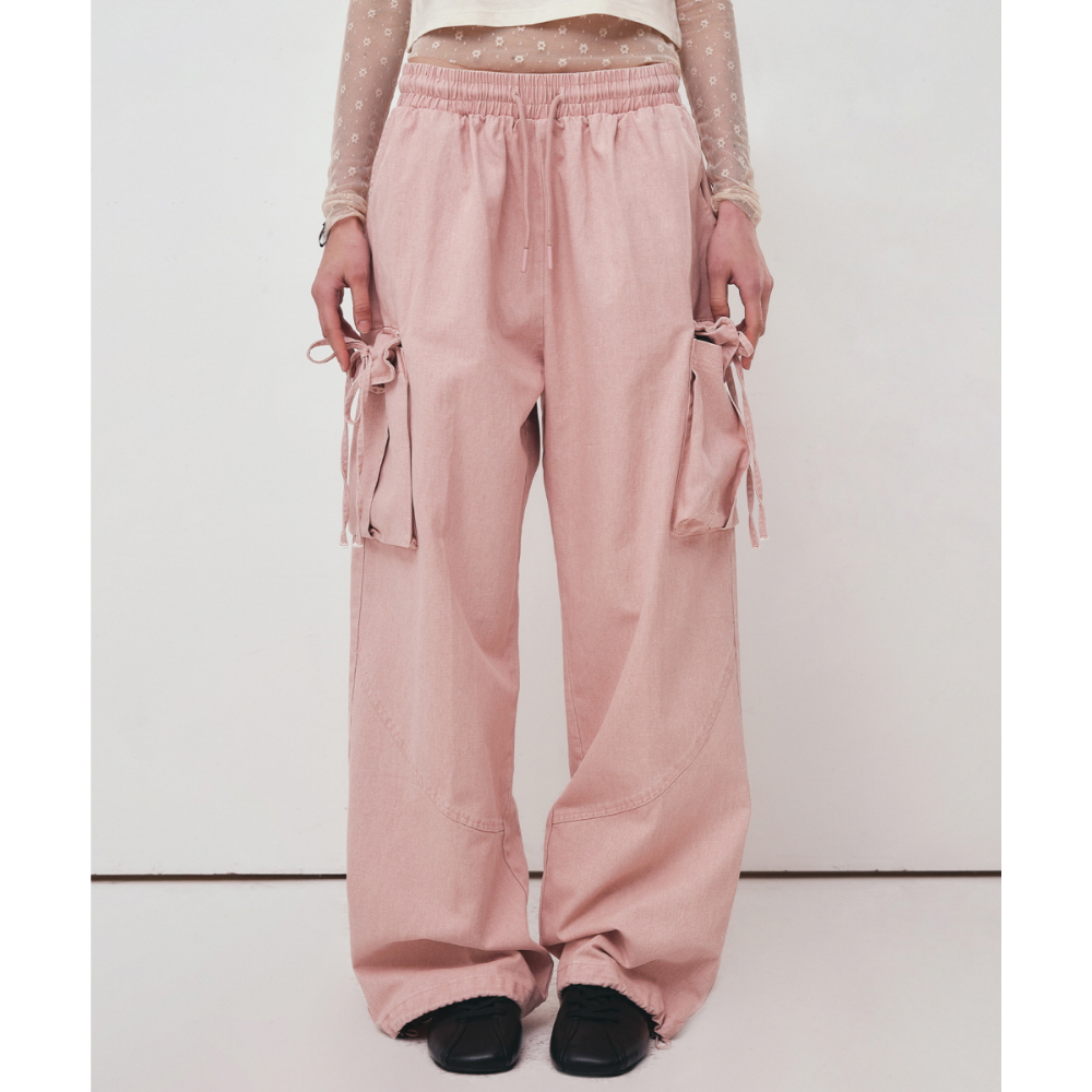 KOR-CCG0327-354 VINTAGE CARGO STRING WIDE PANTS_PINK (A54)