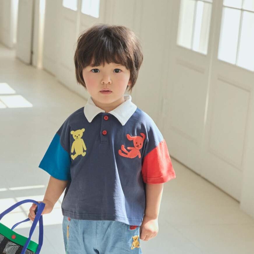 90-130 MICO 小熊兔兔拼色上衣