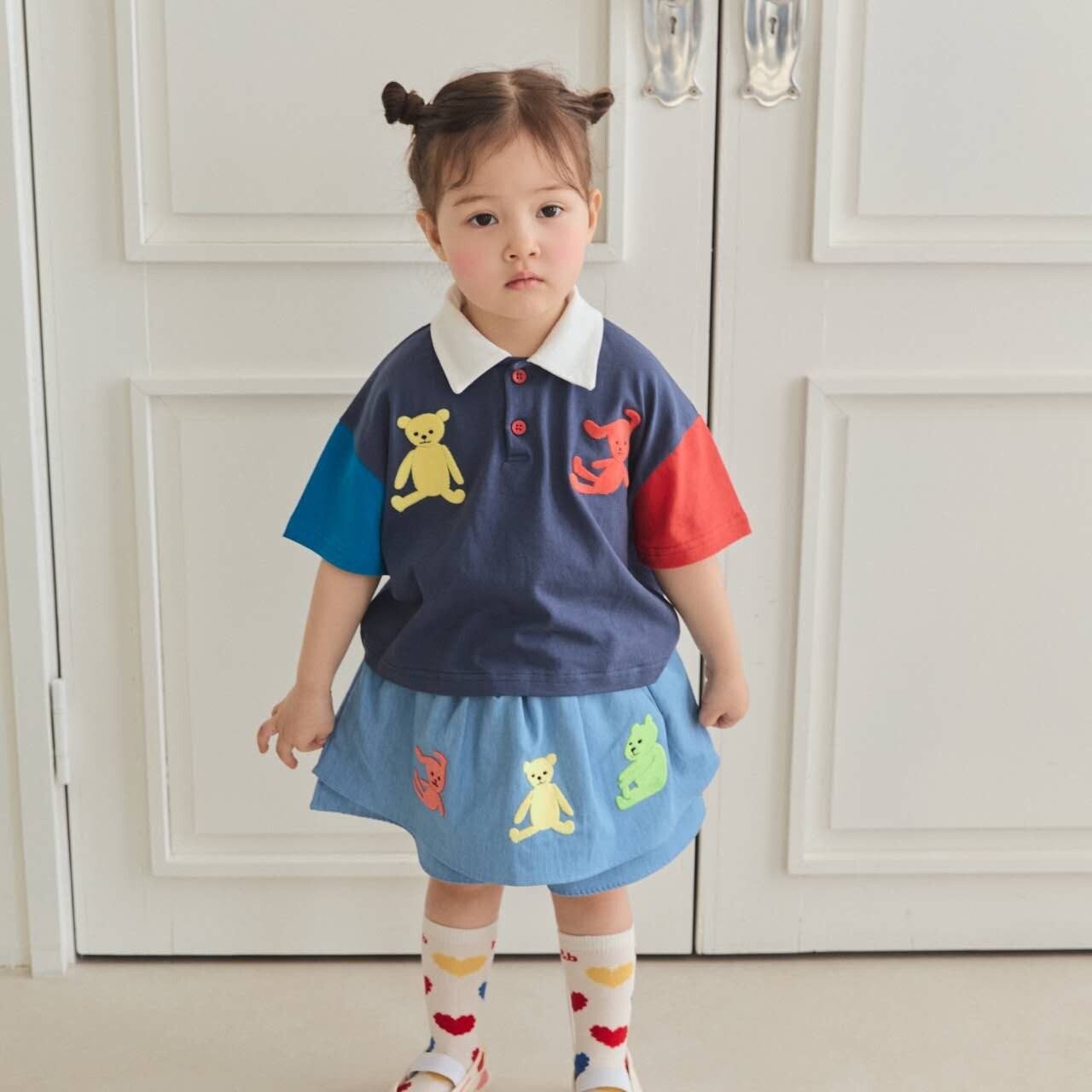 90-130 MICO 小熊兔兔拼色上衣