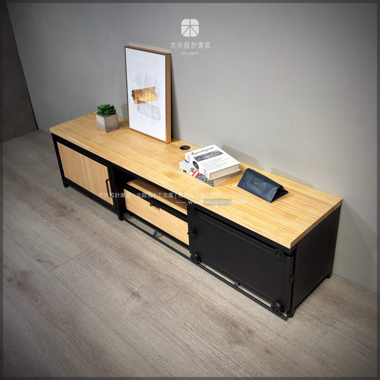 台灣製-LOFT實木滑門收納電視櫃|可訂製