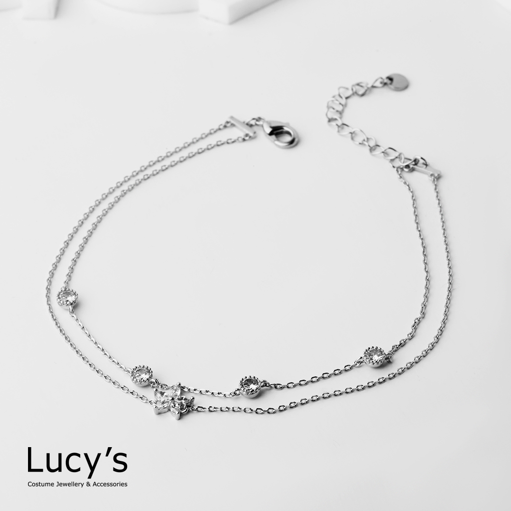 閃鑽花影 雙層腳鍊 (二色) (130571/130573)