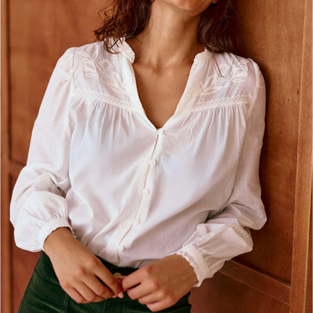 1LP0327-166 [LA PETITE ETOILE] Bowie Cotton Blouse Ecru #BOWIE-B102521C0A/11-ECRU (EU)