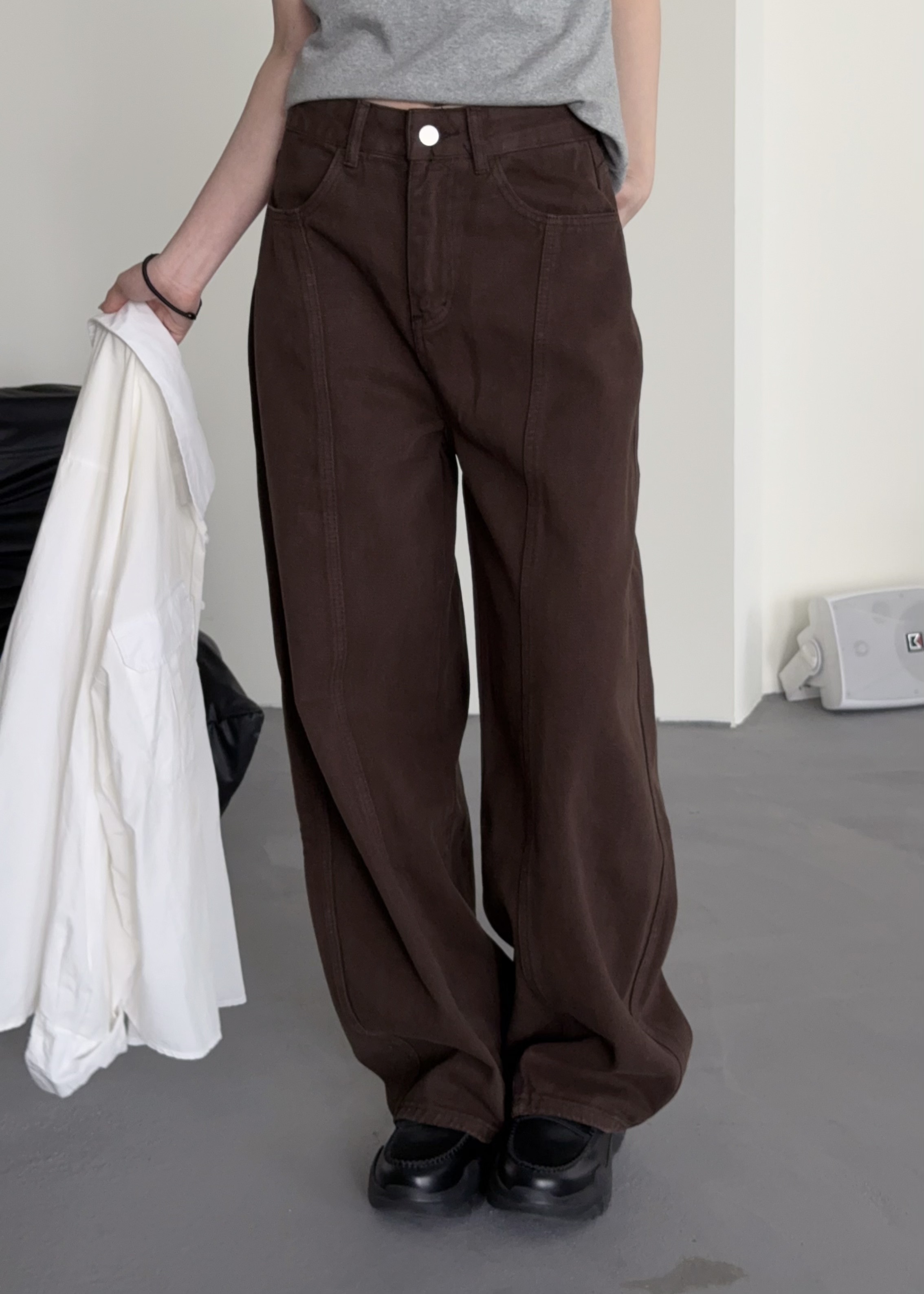 美拉德色系前車線彎刀褲