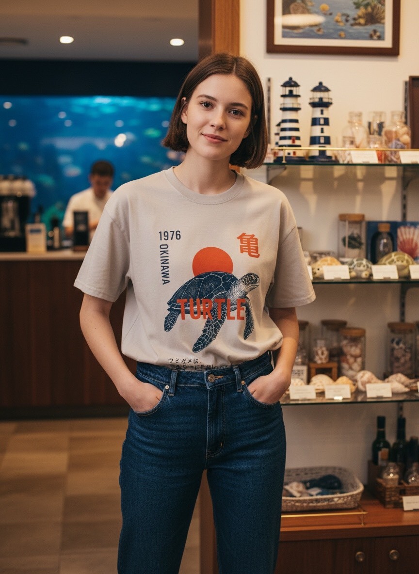 把海的溫度，穿在身上｜沖繩海龜插畫T恤