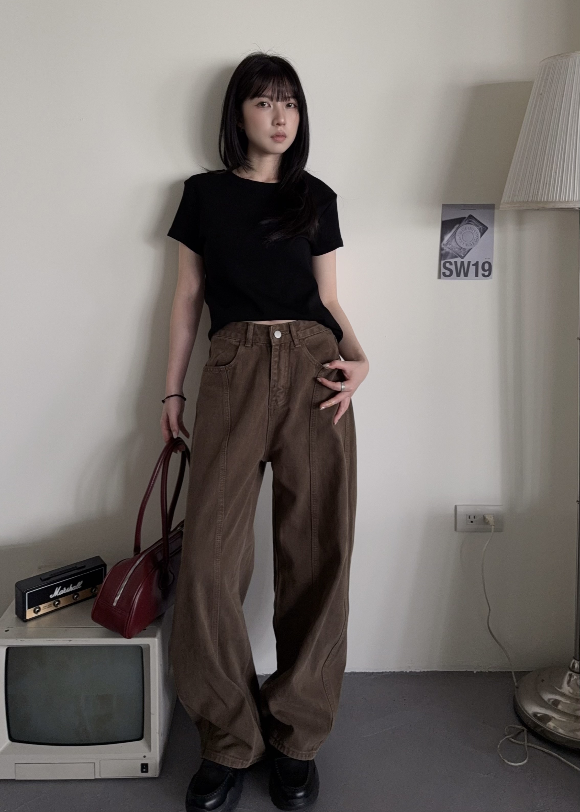 美拉德色系前車線彎刀褲