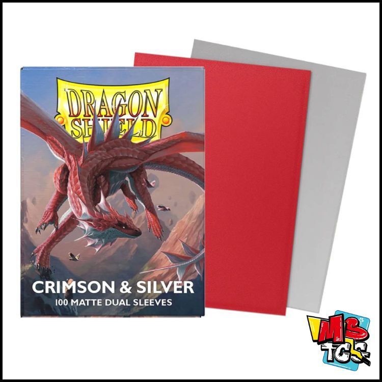 Dragon Shield Standard Size Sleeves (63x88mm) - CRIMSON AND SILVER MATTE DUAL (100)