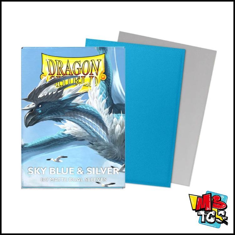 Dragon Shield Standard Size Sleeves (63x88mm) - SKY BLUE AND SILVER MATTE DUAL (100)