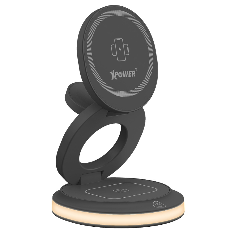 XPower WLS22 5合1 20.5W 360°旋轉折疊式迷你磁吸無線充電座枱燈