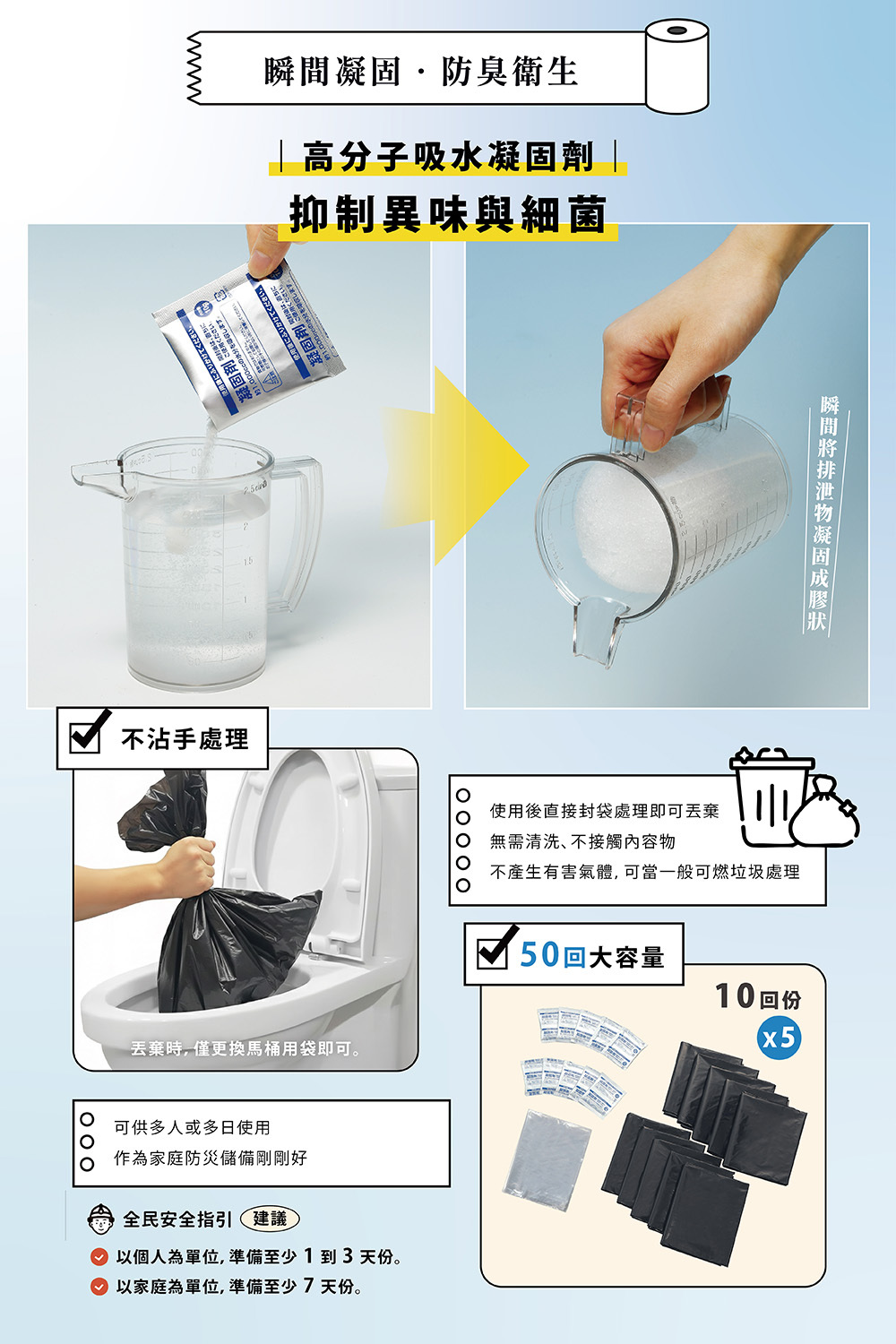 《Aiwa》日本製防災緊急用廁所袋組 50回入(附防水袋)