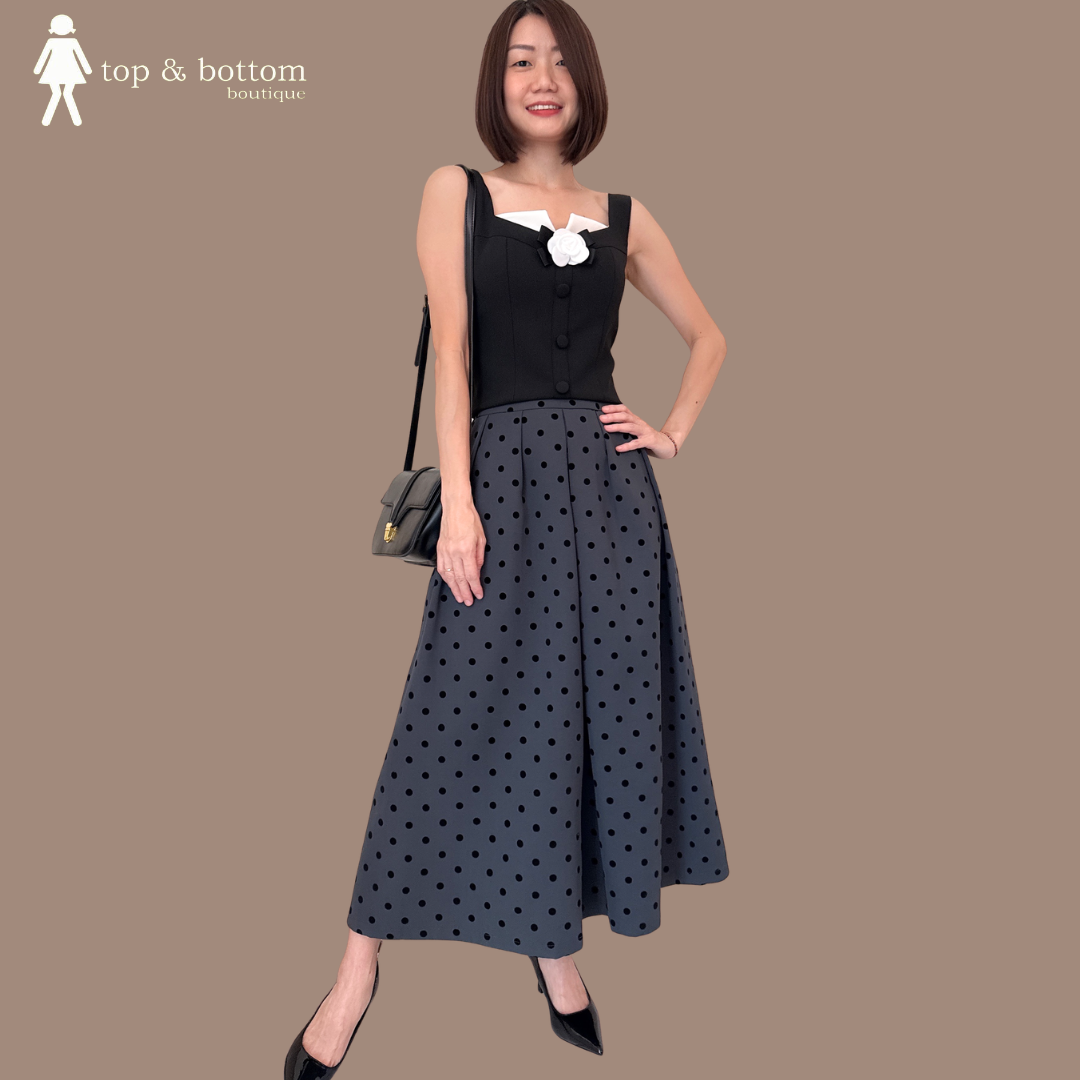 HIGH WAISTED POLKA DOT MIDI SKIRT