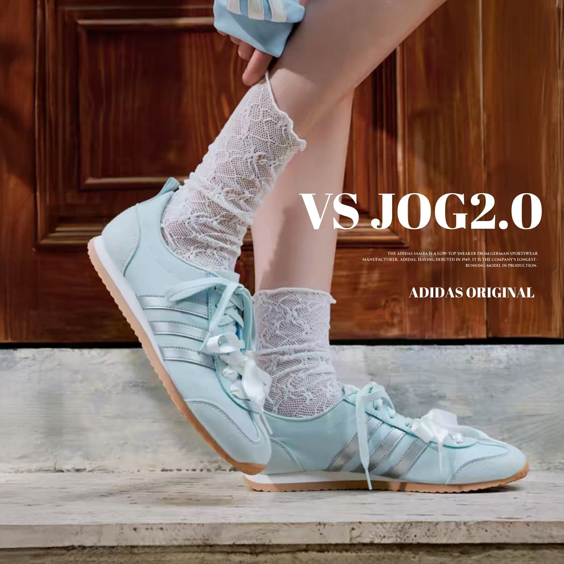 NICEDAY 代購 ADIDAS VS JOG2.0 天藍 淺藍 水藍 藍 銀 緞帶 女款 芭蕾 薄底 德訓 KH5559