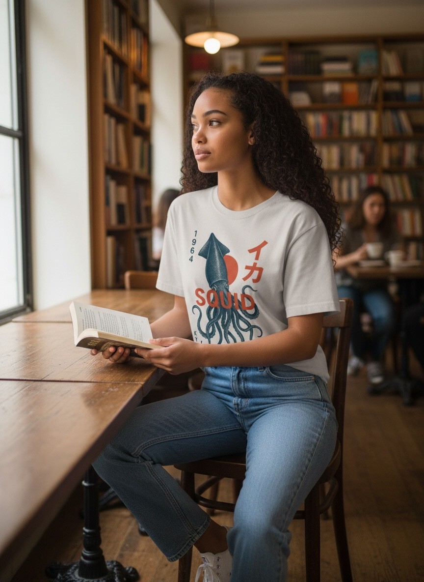 把京都的靜與力量，穿在身上｜SQUID 🦑京都魷魚插畫T恤