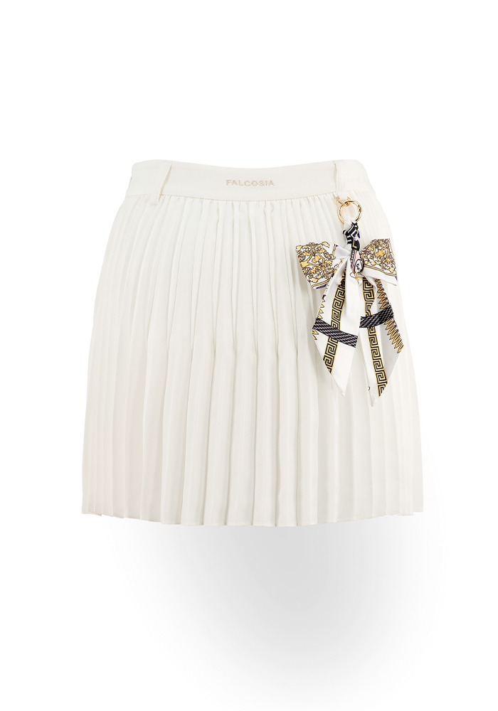 微風輕紗細百褶裙-假期白