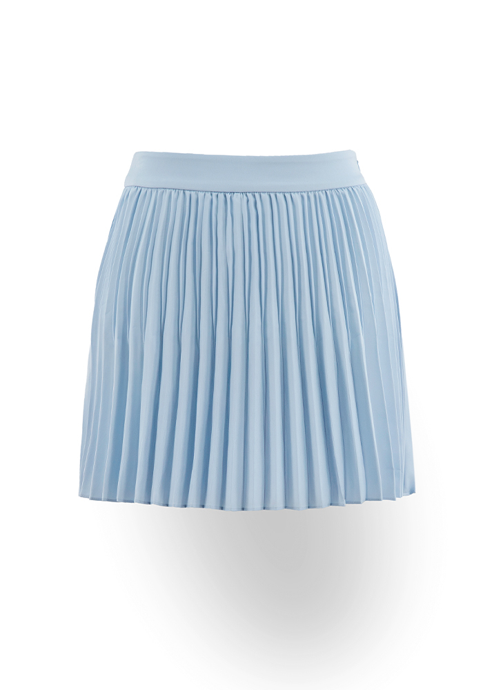 微風輕紗細百褶裙-天空藍