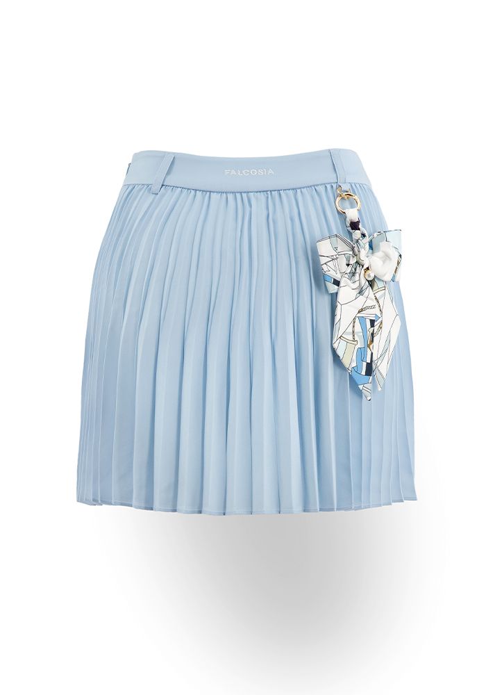 微風輕紗細百褶裙-天空藍