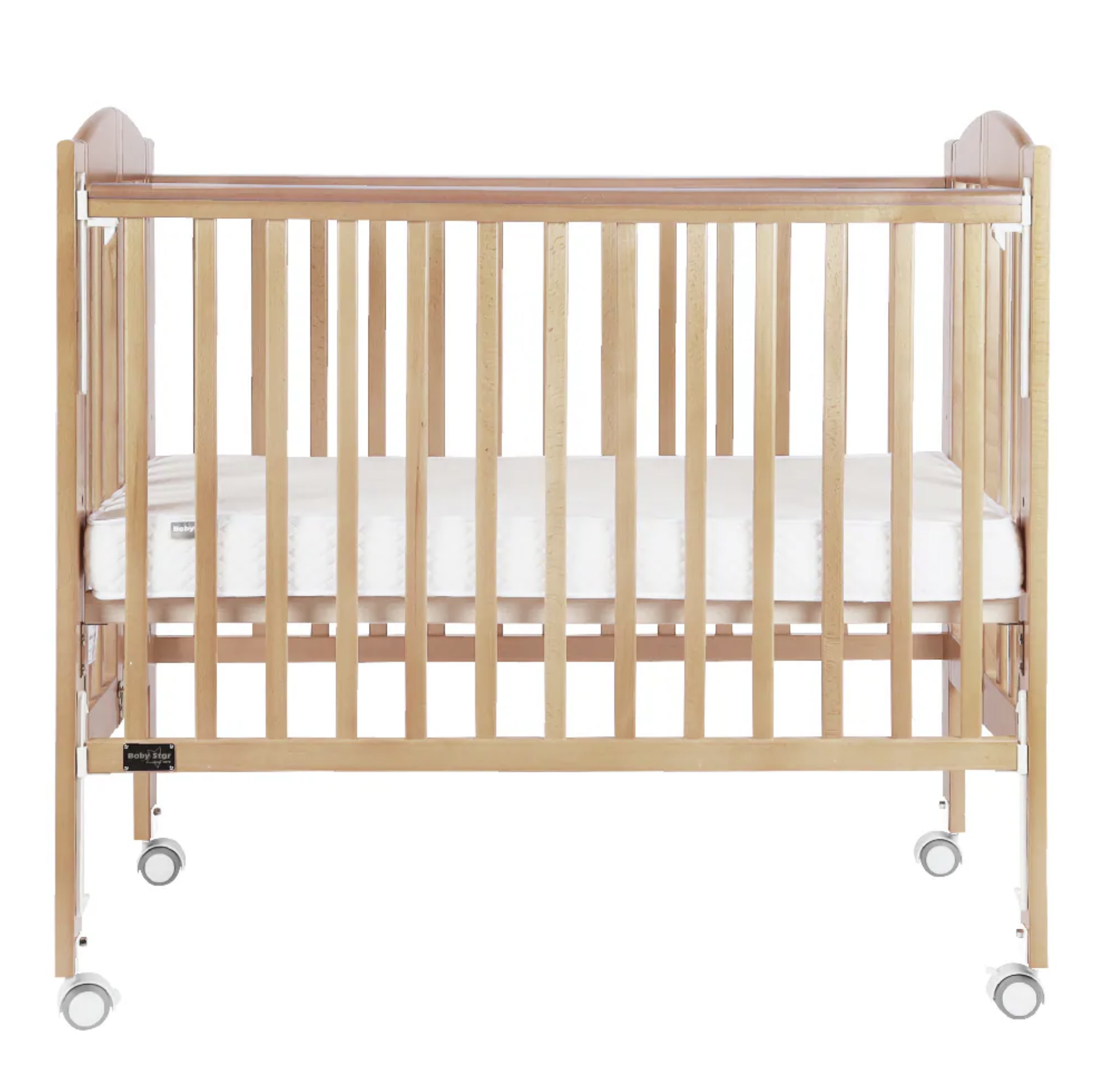 Baby Star Huggy 摺合嬰兒木床 包括3”床褥 – 原木色 / 歐洲櫸木 BS4225N