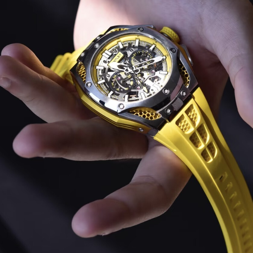 【BENTLEY 賓利】 THE OPULENCE 夜影系列 BL-50 潮流 多色矽膠 三眼 日期 夜光 機械 手錶