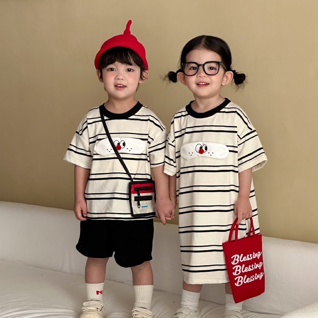 可愛小臉兄弟姐妹連帽連身裙 / 套裝