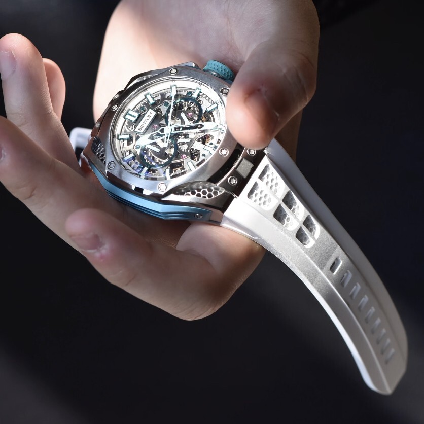 【BENTLEY 賓利】 THE OPULENCE 夜影系列 BL-50系列 潮流 經典白矽膠 三眼 日期 夜光 機械 手錶