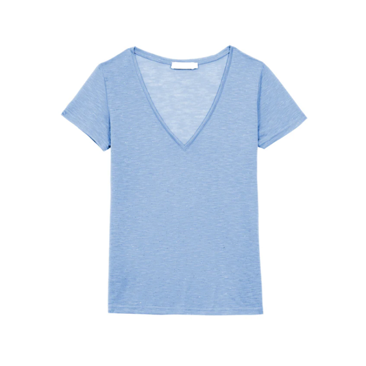 1LP0327-231 [LA PETITE ETOILE] V-neck T-shirt Elvie Blue Grey #ELVIE-T10242PZ0A/21-BLEU GRIS (EU)