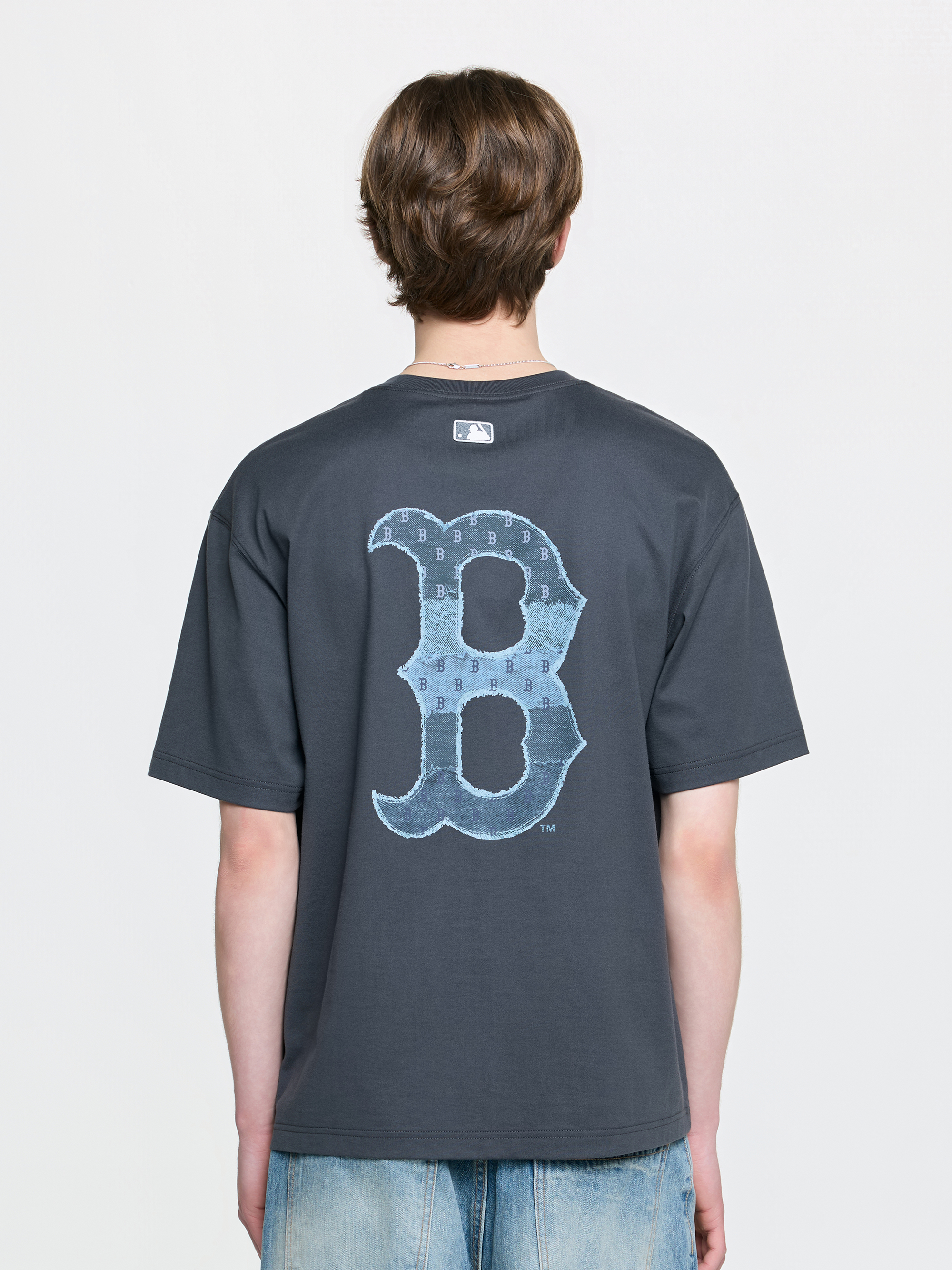 【入LIVECODE一件減至$378😱🔥！】【MLB】Vintage Denim-like Monogram Big Lux Oversized Short Sleeve T-shirt New York Yankees