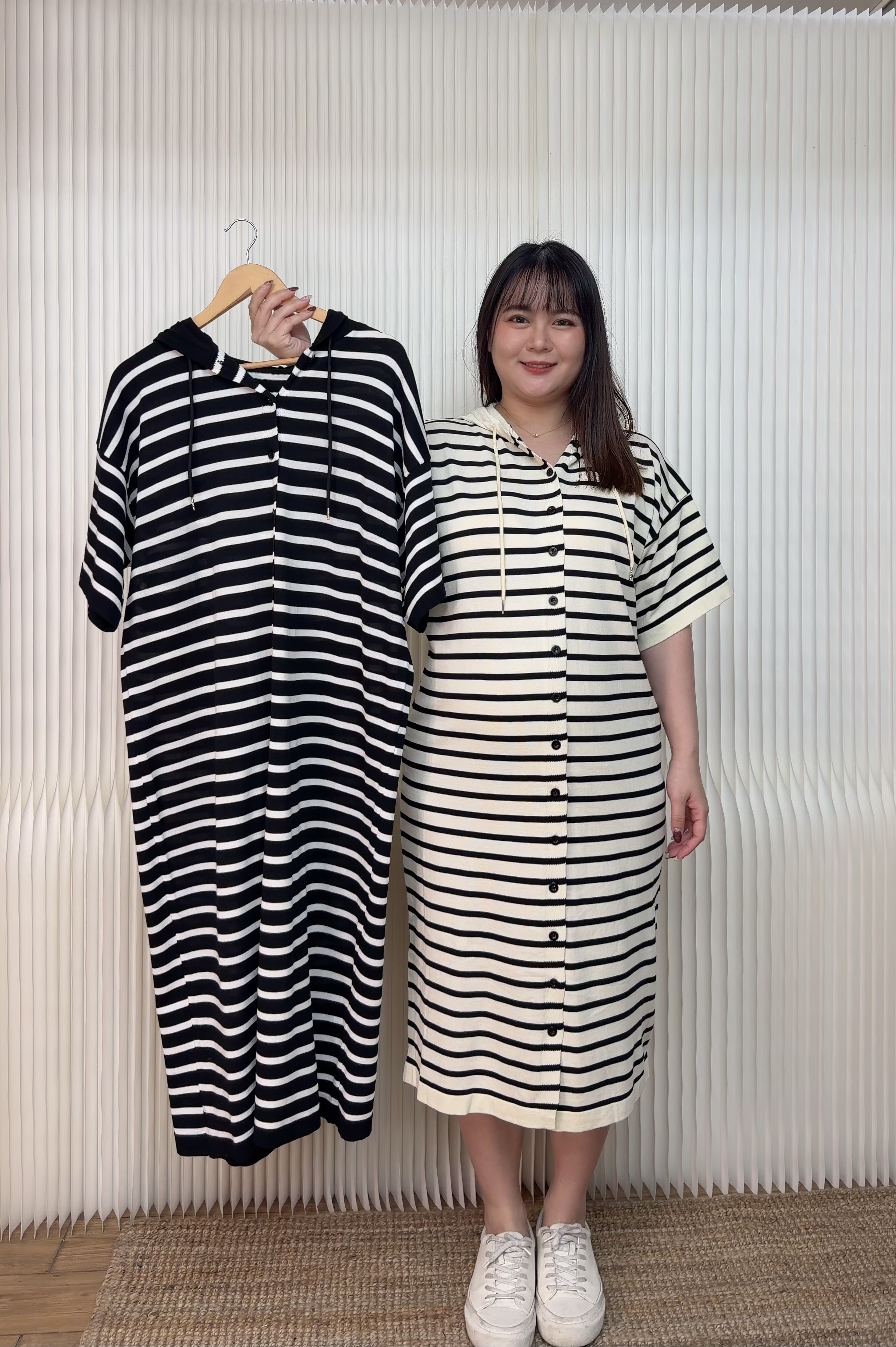 209.連帽條文針織洋裝