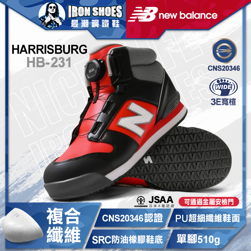 New Balance｜HARRISBURG BOA旋鈕款 高筒防護鞋 - 紅色