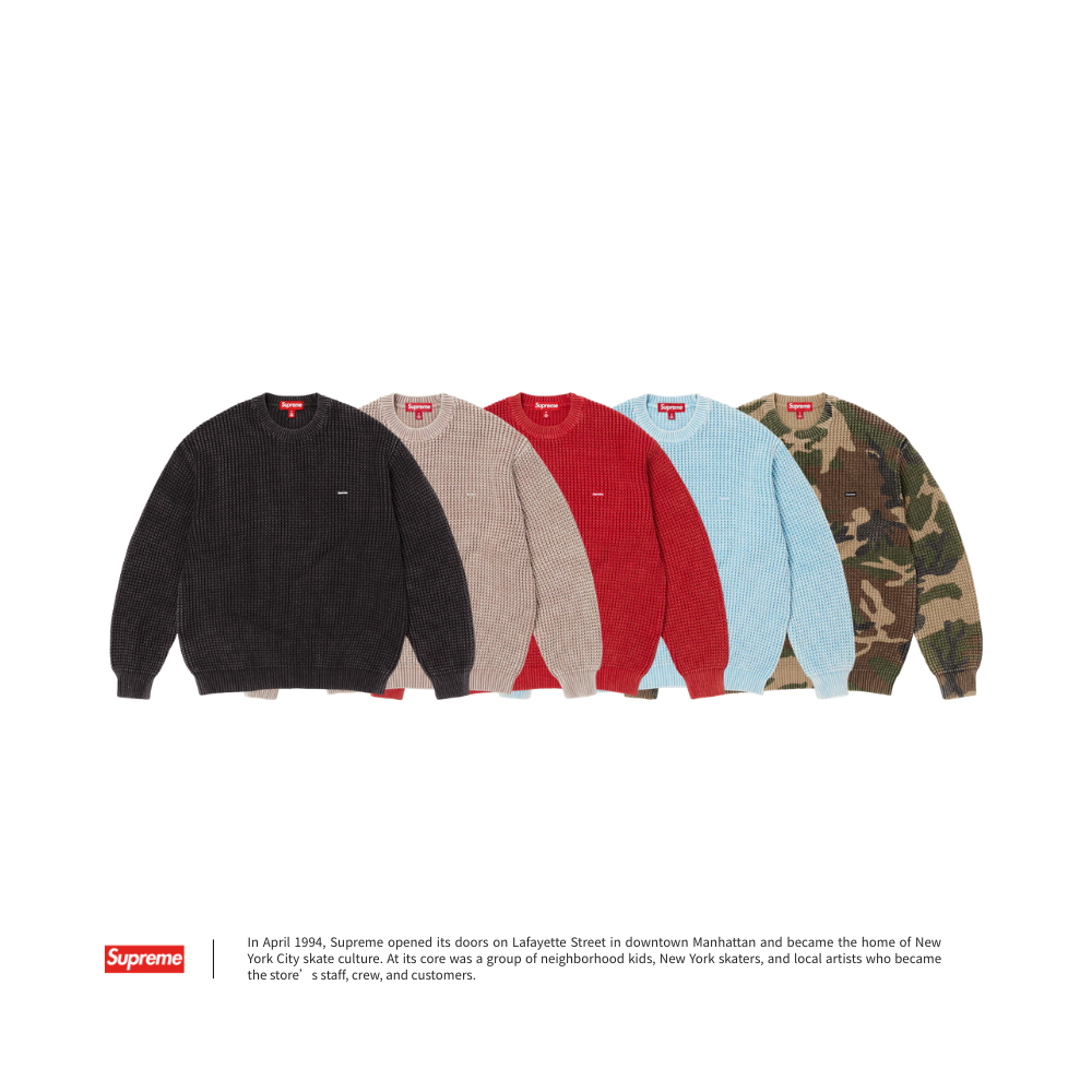 "代購" Supreme Washed Small Box Waffle Sweater 華夫格 大學T