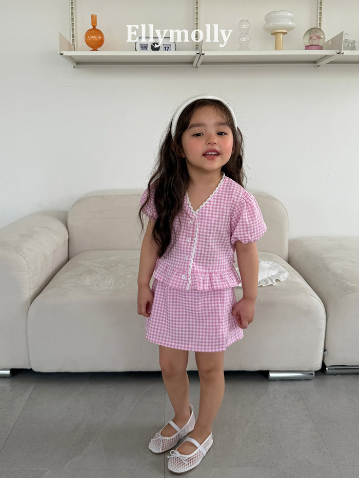 正韓夏EllyMolly 兩色格紋褲裙