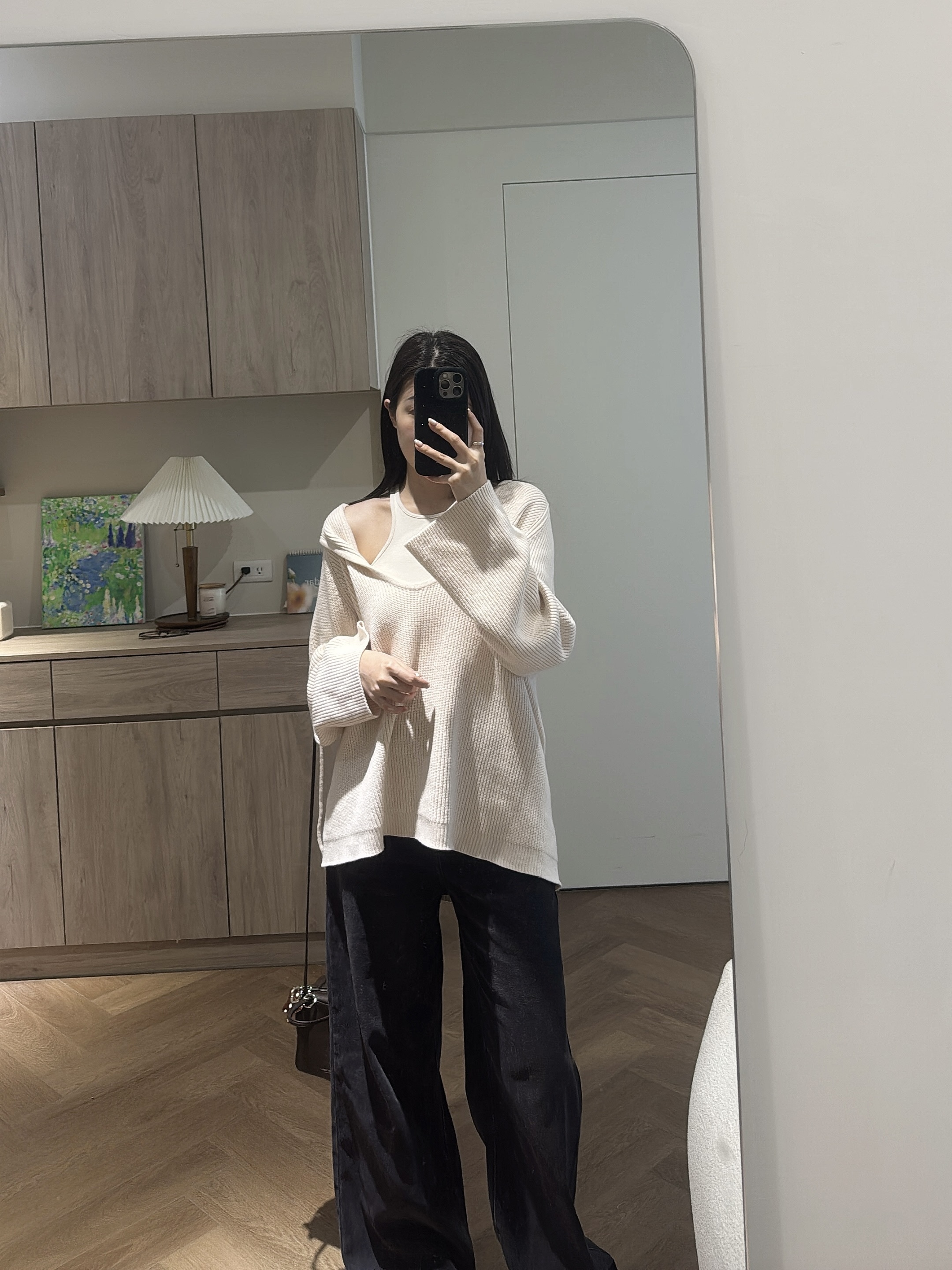 U11 U領針織連帽上衣(米白/灰/黑)