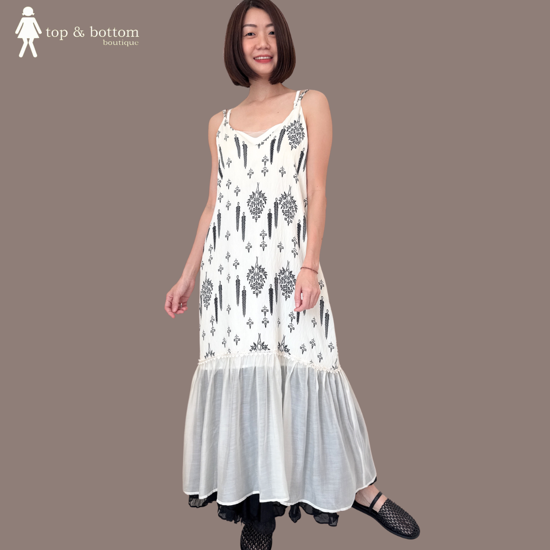 STRAP BOHEMIAN PRINT LONG DRESS