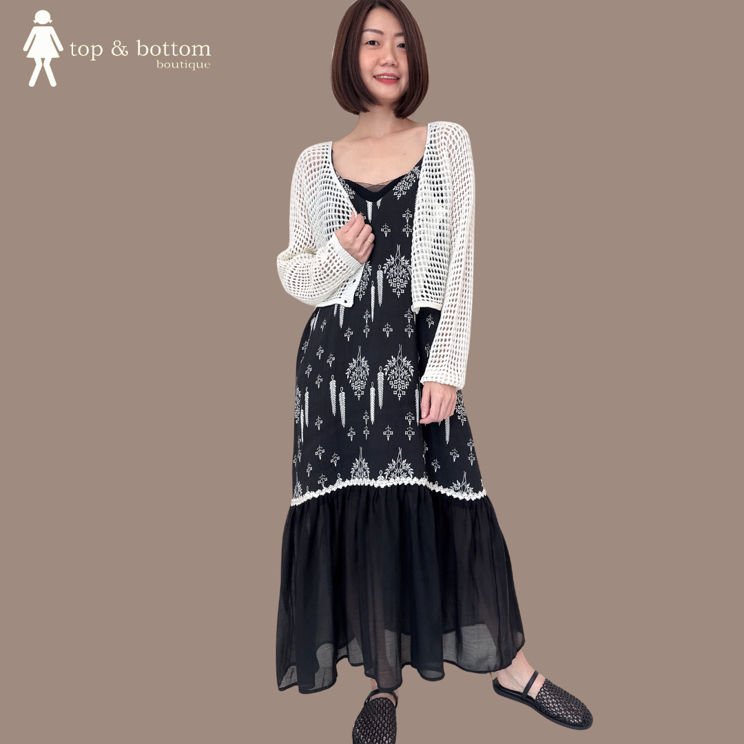 STRAP BOHEMIAN PRINT LONG DRESS