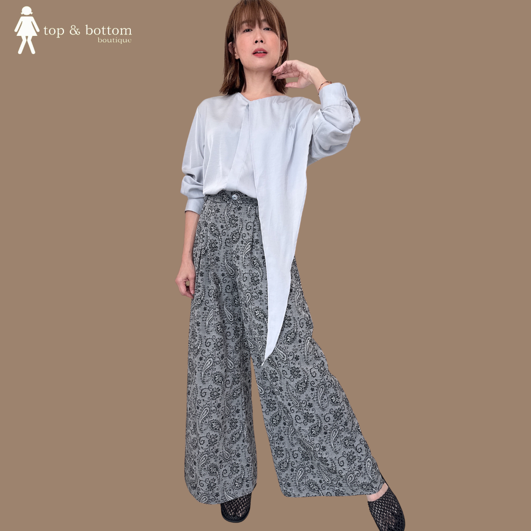 PRINTED WIDE LEG LONG PANT