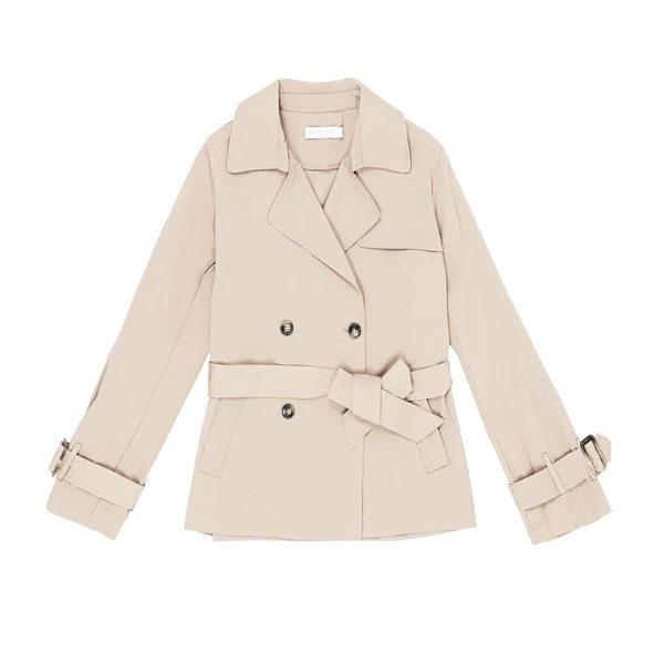 1LP0327-075 [LA PETITE ETOILE] Narago Short Beige Trench Coat #NARAGO-V412511C8A/13-BEIGE (EU)
