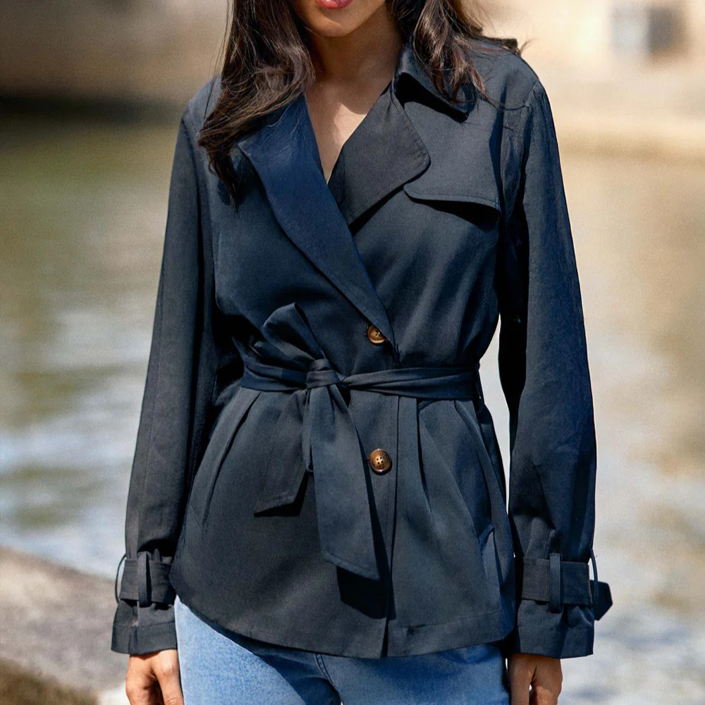 1LP0327-076 [LA PETITE ETOILE] Narago Short Trench Coat Navy #NARAGO-V412511C8A/25-MARINE (EU)