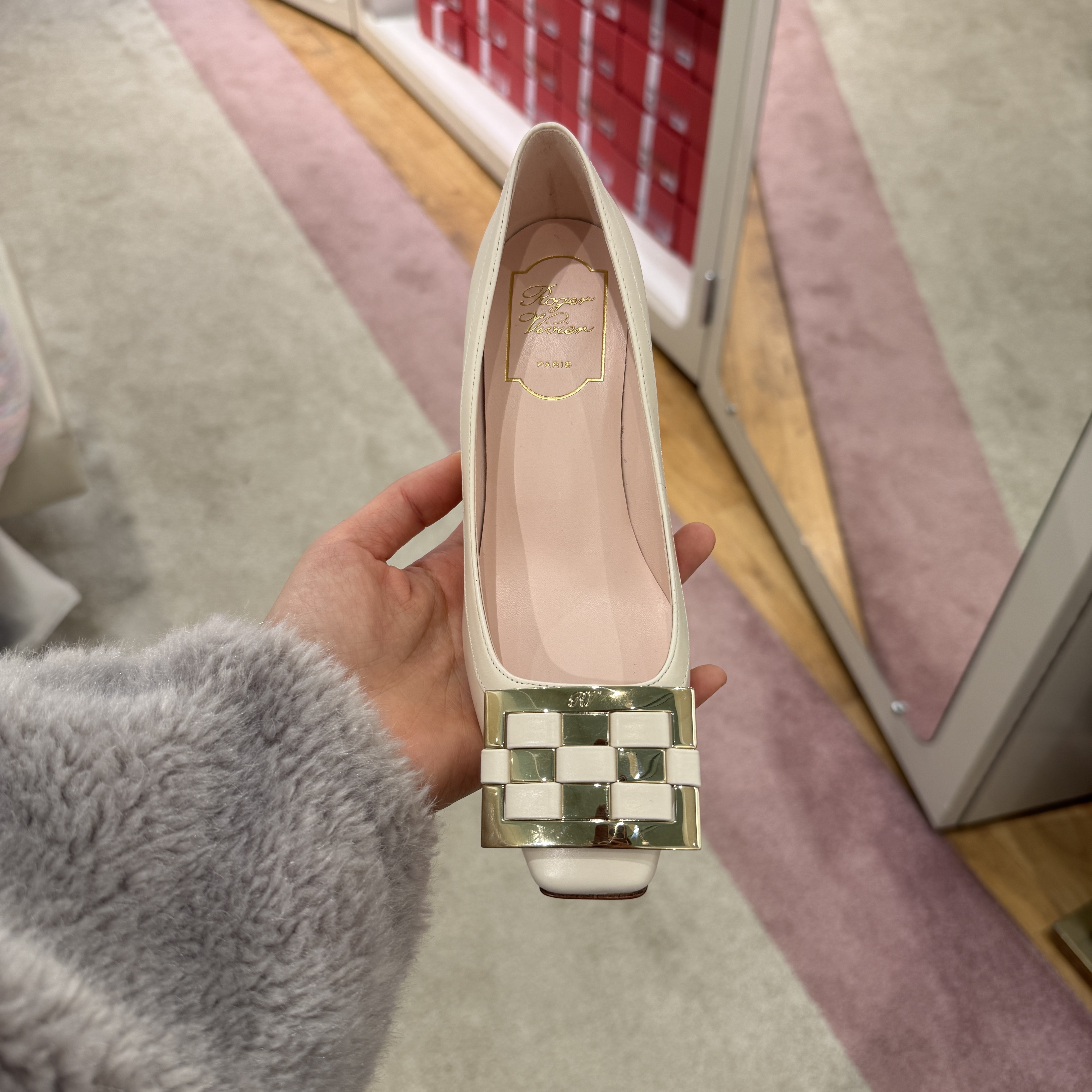 Roger Vivier RV classic trompette heels 45mm check white