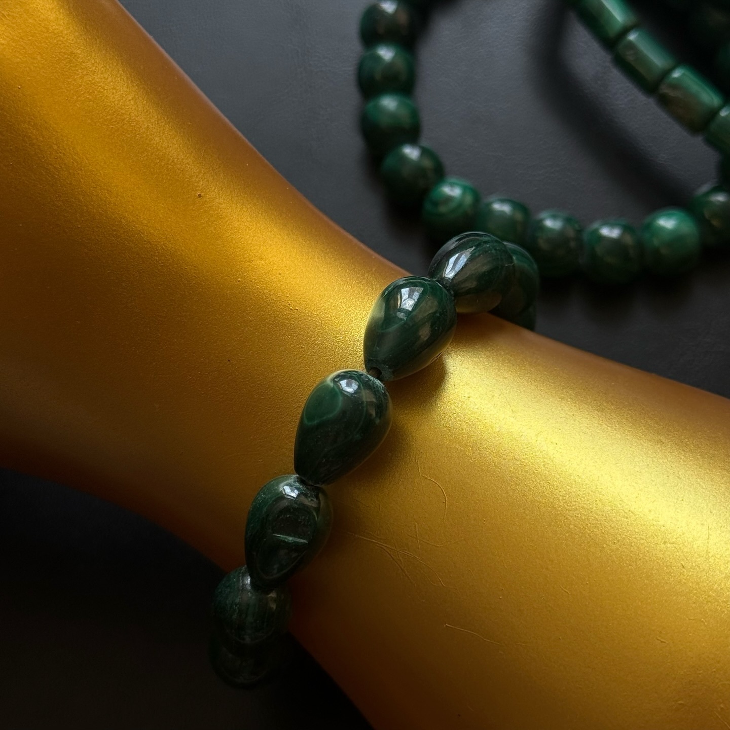 [原石] 孔雀石 水晶手串